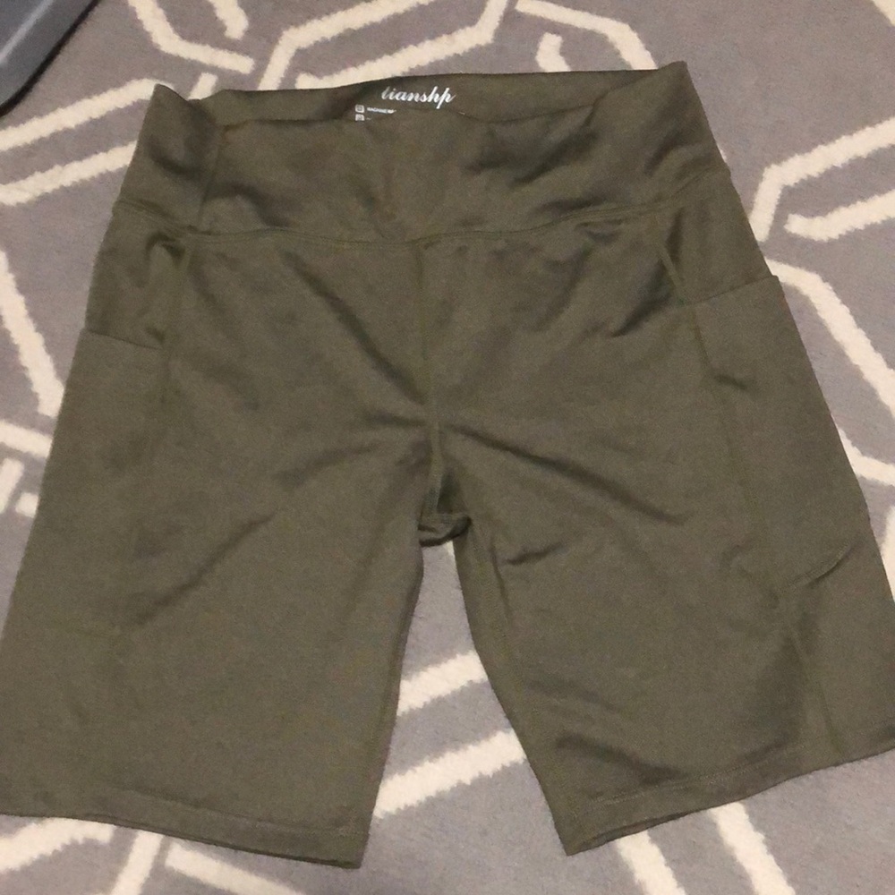 Lianshp Womens High Waist Yoga Shorts Athletic Dark Green XL